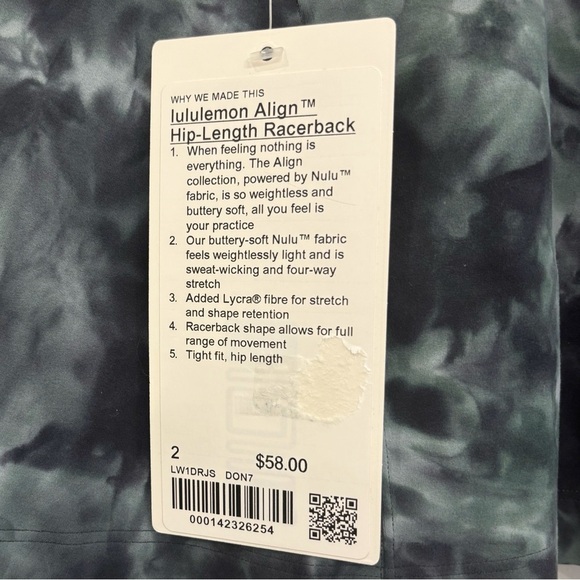 NWT Lululemon Align Hip Length Racerback Tank Top In Diamond Dye Size 2 - Picture 4 of 6